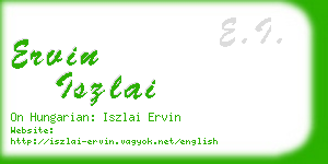 ervin iszlai business card